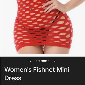 Neon red Lace Halter Dress